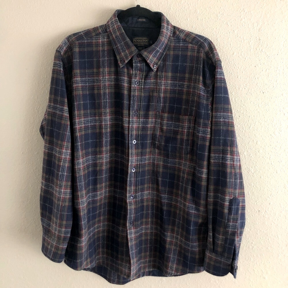 Pendleton Fireside Navy and Green Check Flannel